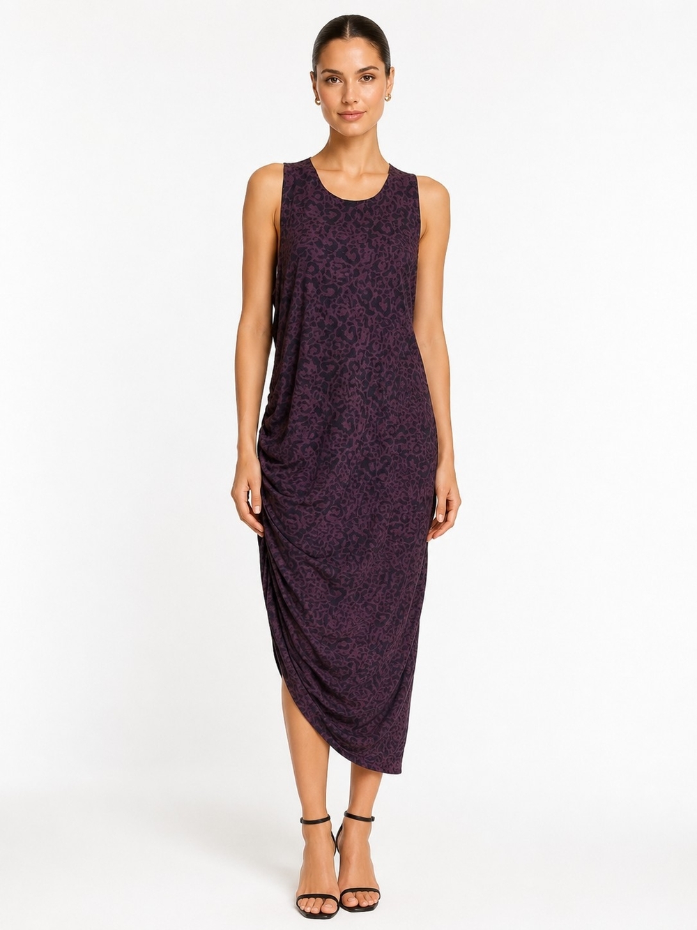 Scoop Women's Sleeveless Midi Dress With Leopard Print Size XL